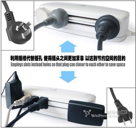 插槽式电源插座 有效利用空间