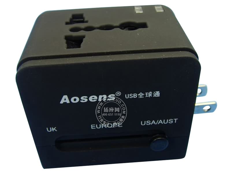 ��ʢ(Aosens)ȫ��ͨ��USBת����ͷ �ã�USB DC 5V 1000mA����ת����  ĥɰ���� AS-CU-105